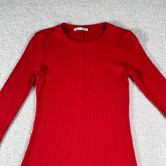 Reformation Jeans Ribbed Knit Mini Dress Bodycon Red Comfy Size Small Comfy Soft - Picture 3 of 10